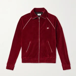 Celine Slim-Fit Logo-Embroidered Cotton-Blend Velour Track Jacket
